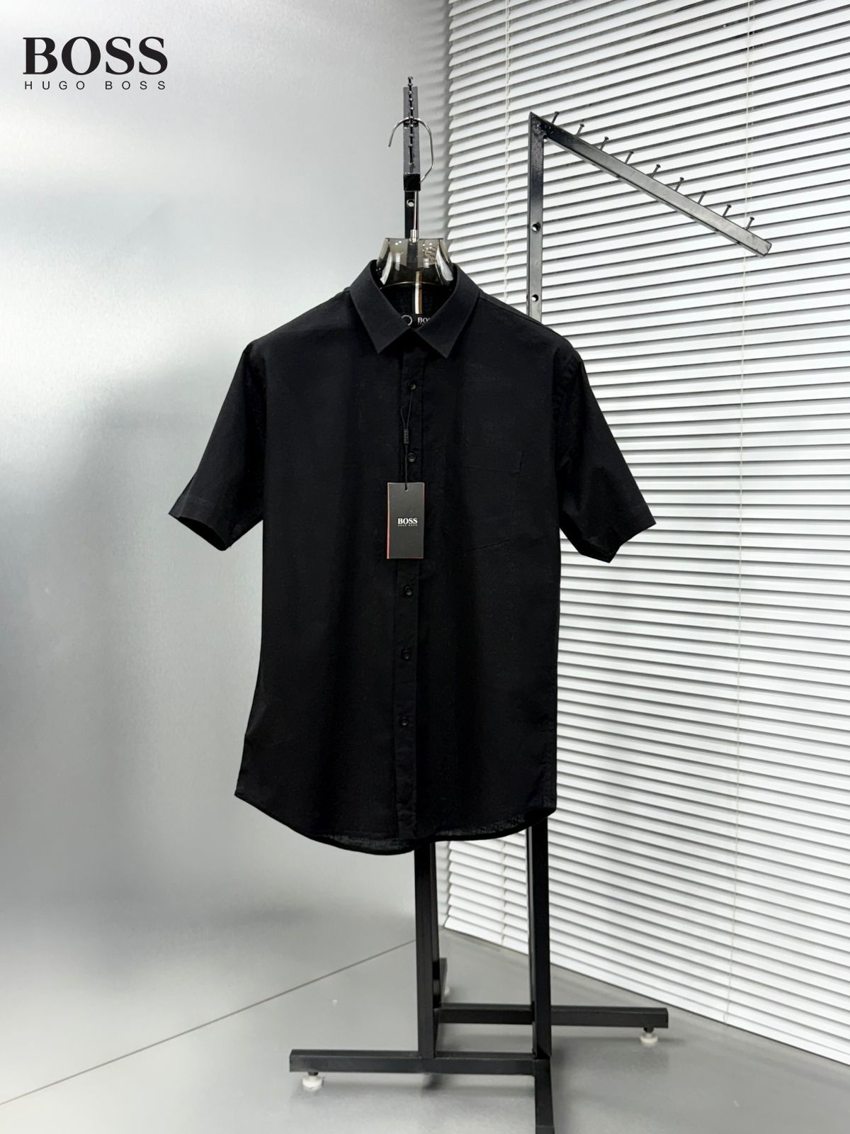 BOSS black premium linen cotton shirt for men regular fit

