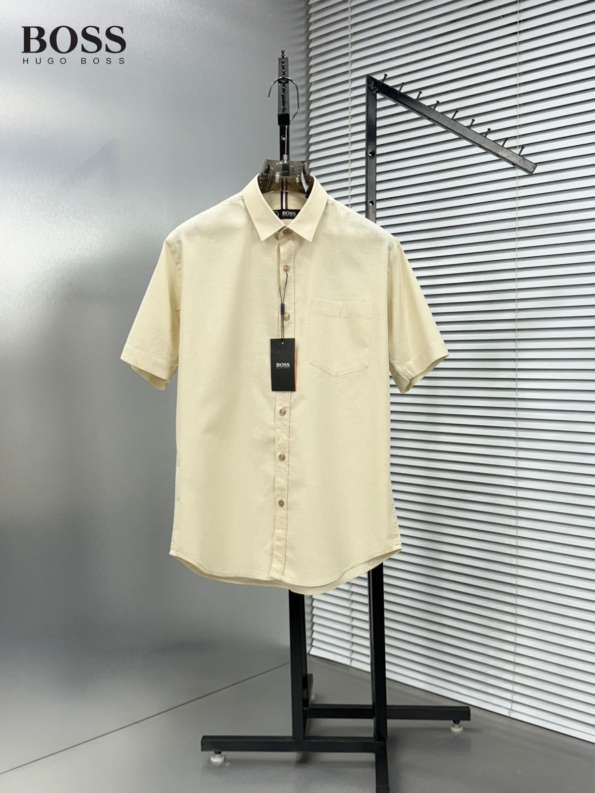 BOSS cream premium linen cotton shirt for men regular fit
