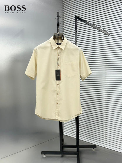BOSS cream premium linen cotton shirt for men regular fit
