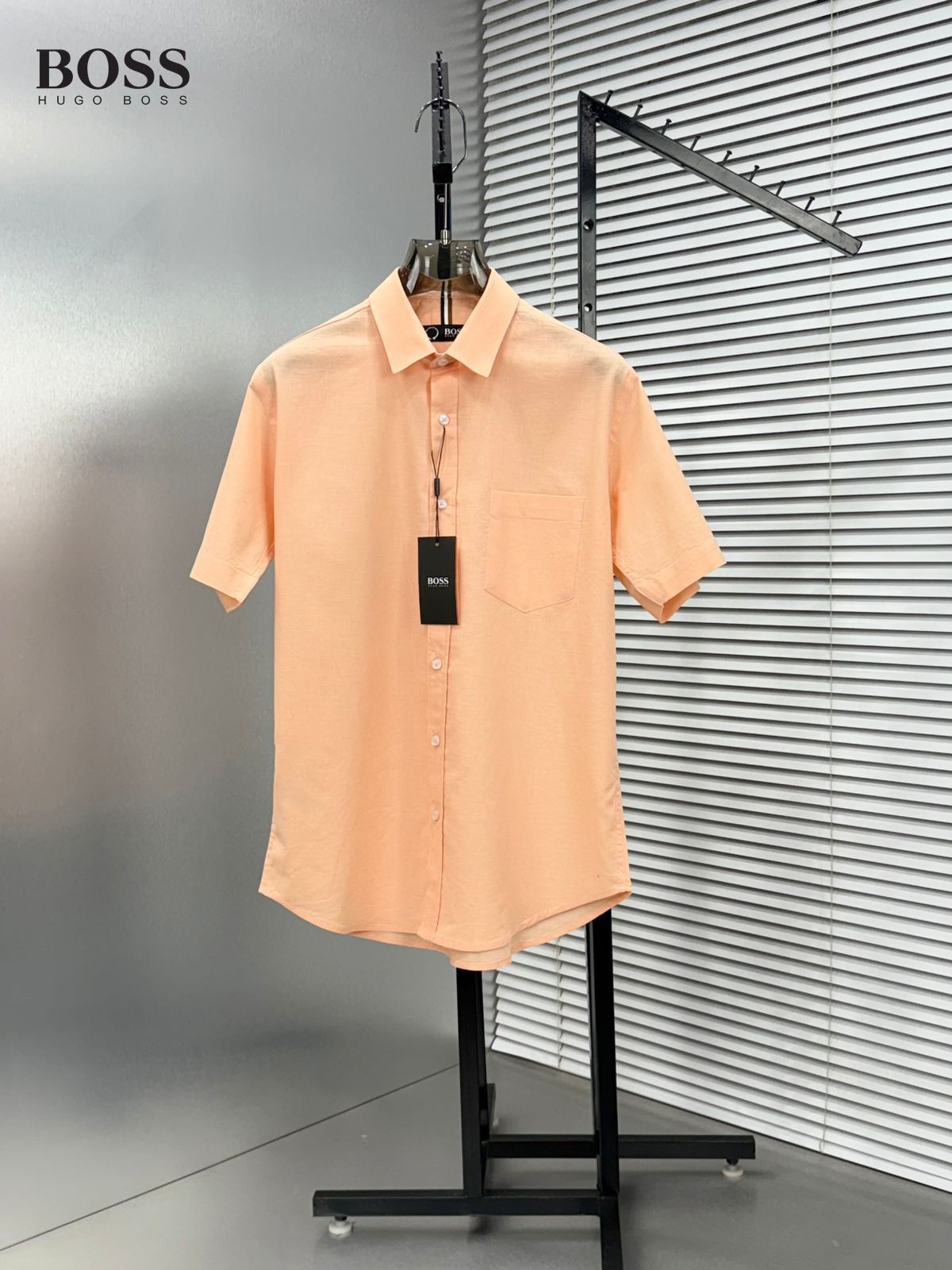 BOSS orange premium linen cotton shirt for men regular fit
