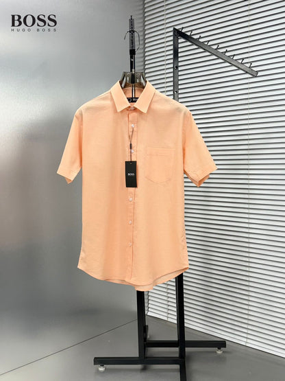 BOSS orange premium linen cotton shirt for men regular fit
