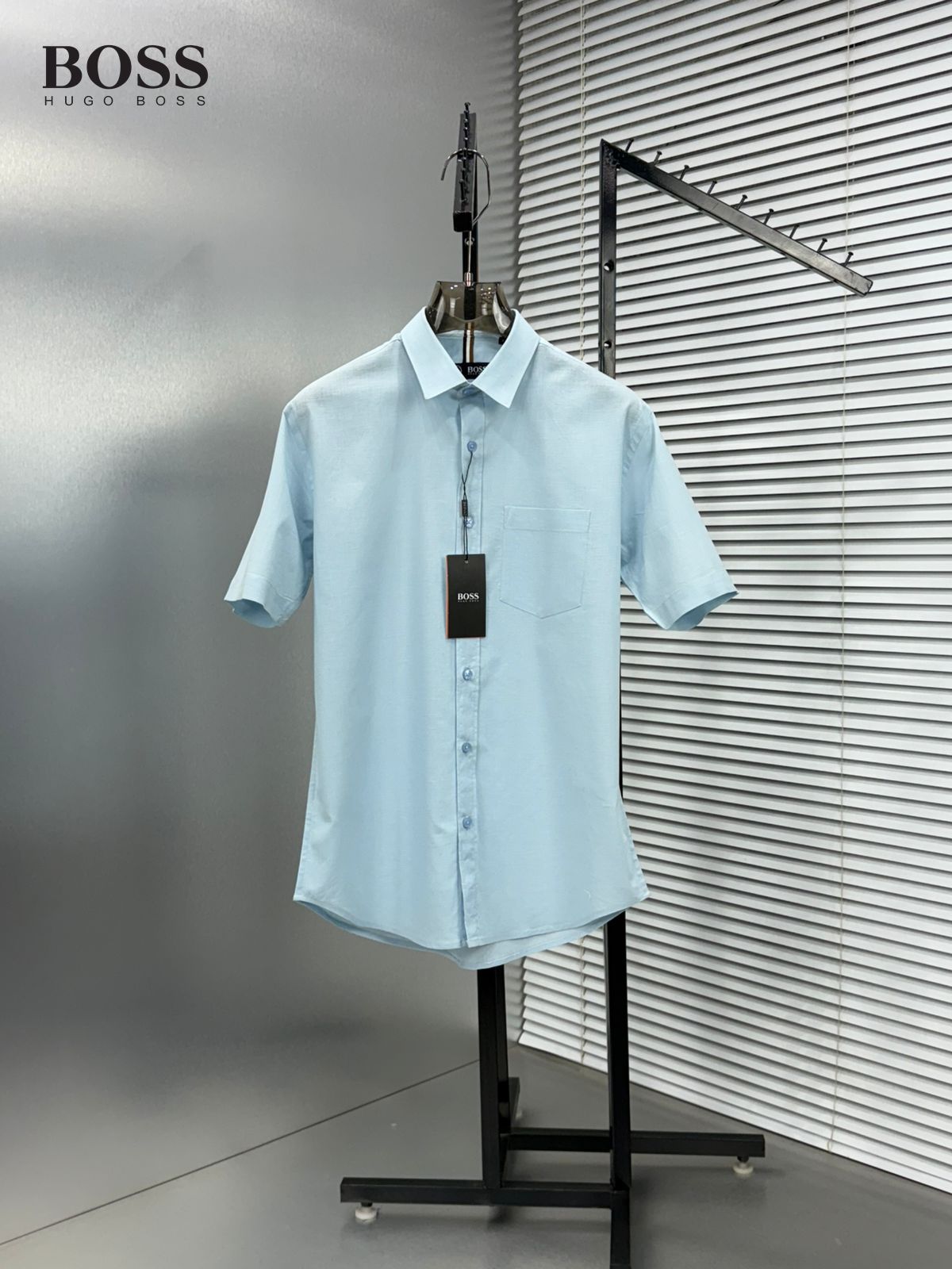 BOSS blue premium linen cotton shirt for men regular fit
