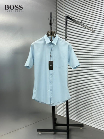 BOSS blue premium linen cotton shirt for men regular fit
