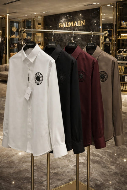Balmain premium regular fit cotton shirt collection in black, white, wine and grey
