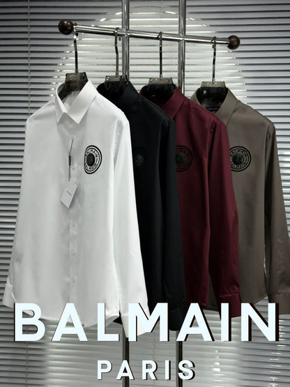 Balmain premium regular fit cotton shirt collection in black, white, wine and grey

