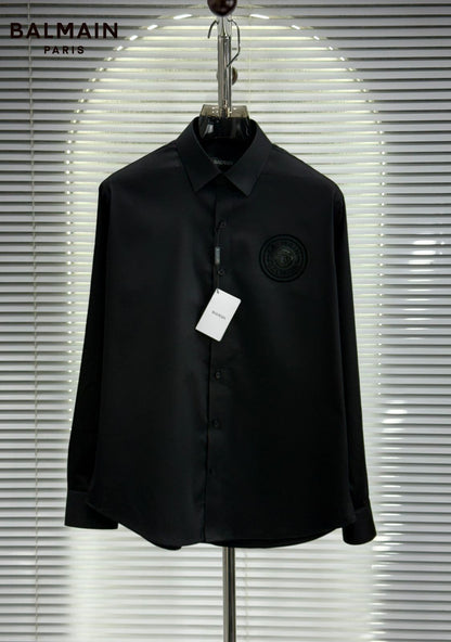 Balmain black premium Raymond cotton shirt for men regular fit
