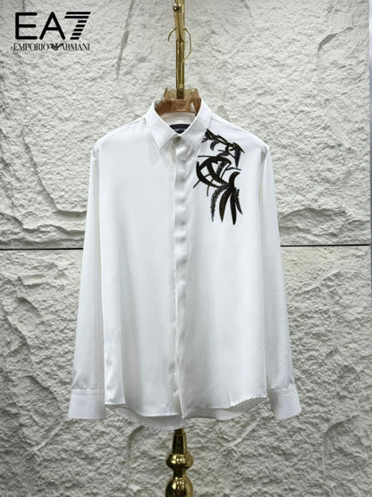 Emporio Armani white premium stone work shirt for men in Japanese fabric