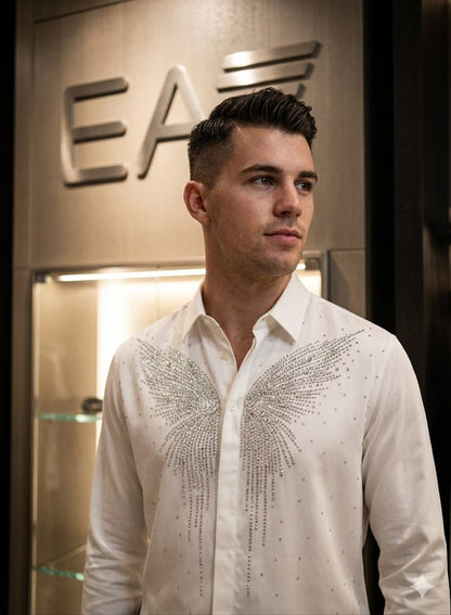 Emporio Armani white premium full sleeve shirt for party and formal wear

