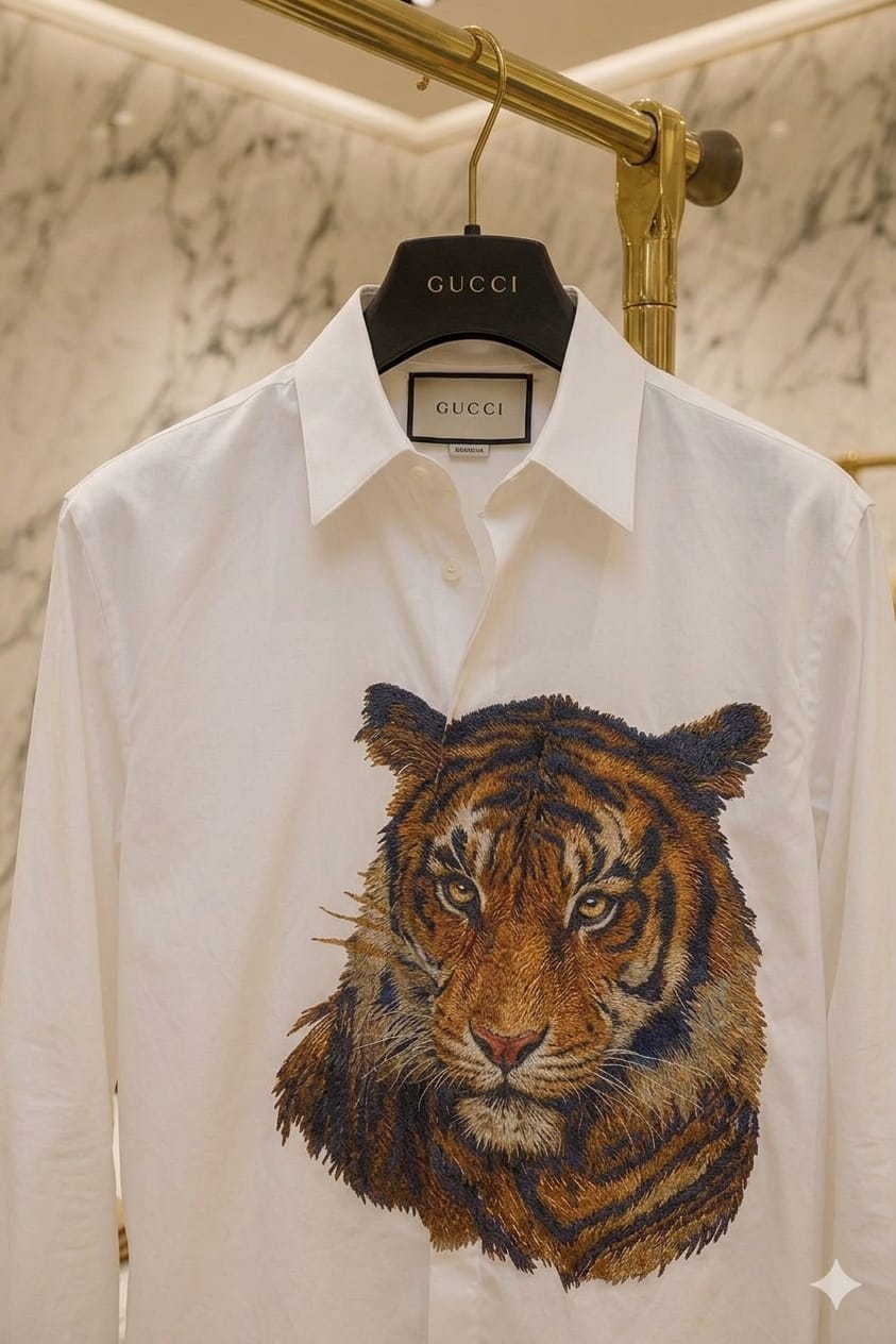 Gucci white premium full sleeve shirt for party and formal wear
