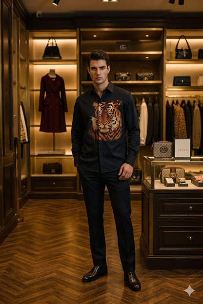 Gucci black premium full sleeve shirt for party and formal wear
