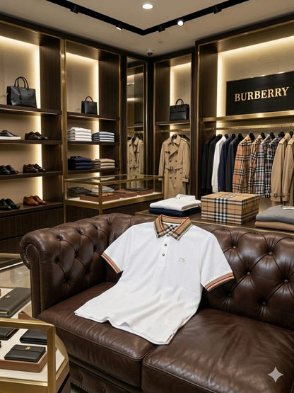 Burberry white Japanese stitchless fabric polo t-shirt for men
