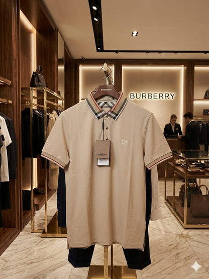 Burberry Beige stitchless polo t-shirt for men premium regular fit
