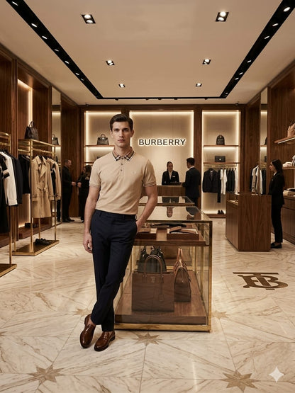 Burberry Beige regular fit polo t-shirt with premium finish
