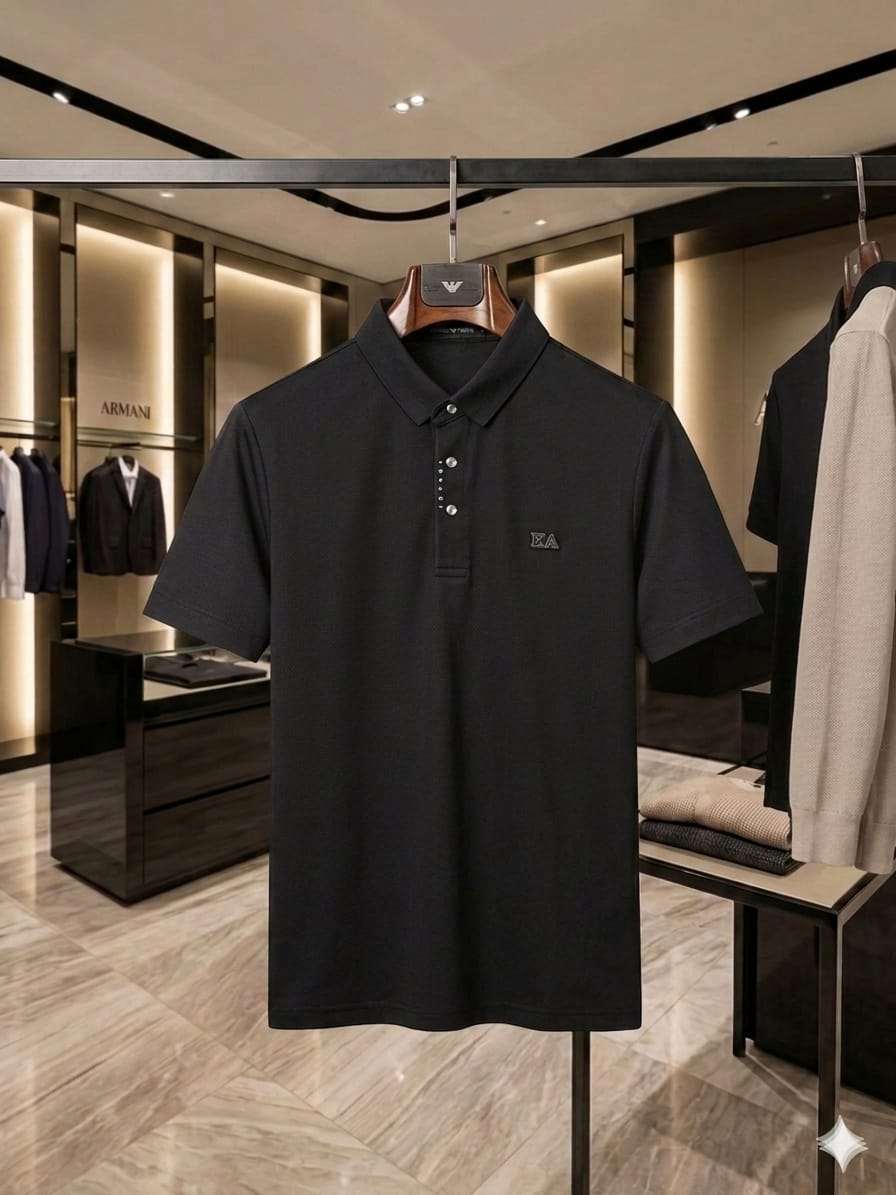 Men's Armani regular fit polo t-shirt with premium stitchless fabric
