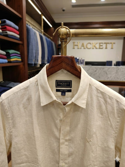 Men's Hackett London cream premium Raymond linen shirt
