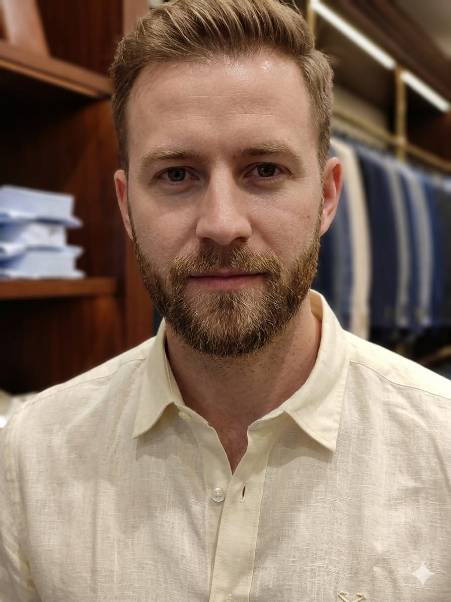 Hackett London cream pure linen shirt for men in regular fit
