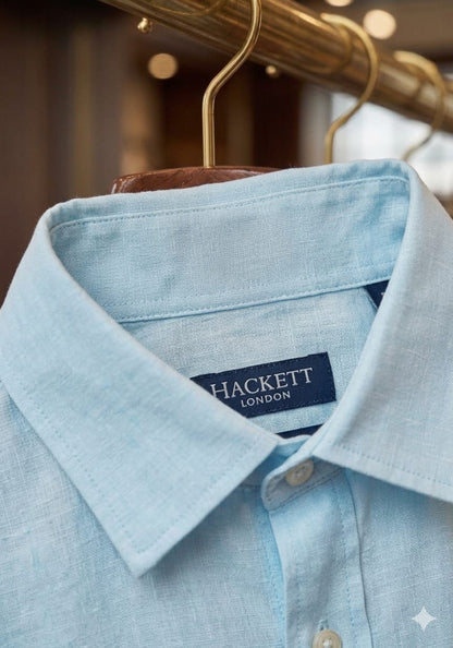 Men's Hackett London sky blue Raymond linen shirt
