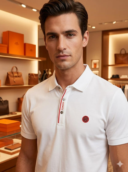 Hermès white stitchless polo t-shirt for men in regular fit
