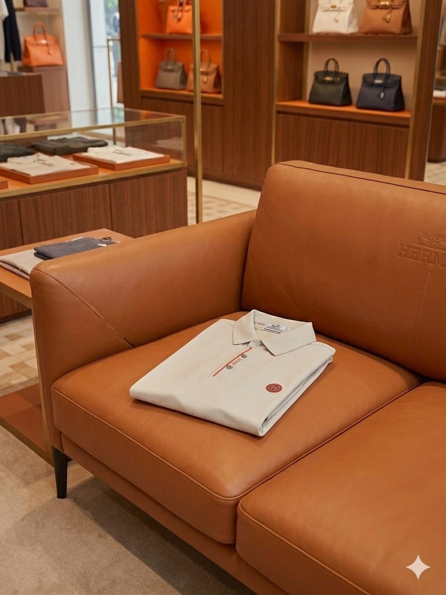 Hermès beige luxury polo t-shirt in Japanese stitchless fabric
