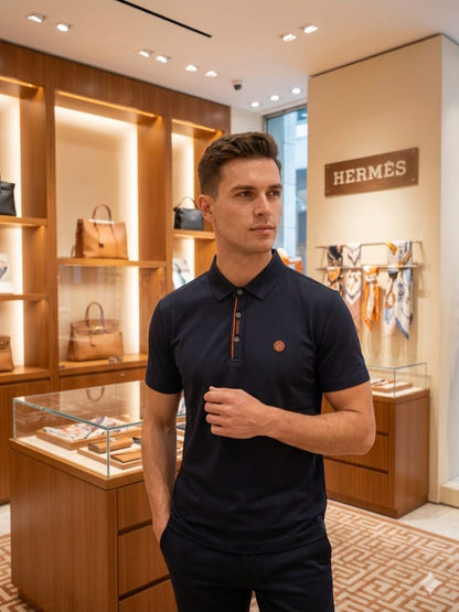 Men's Hermès navy blue polo t-shirt in Japanese stitchless fabric
