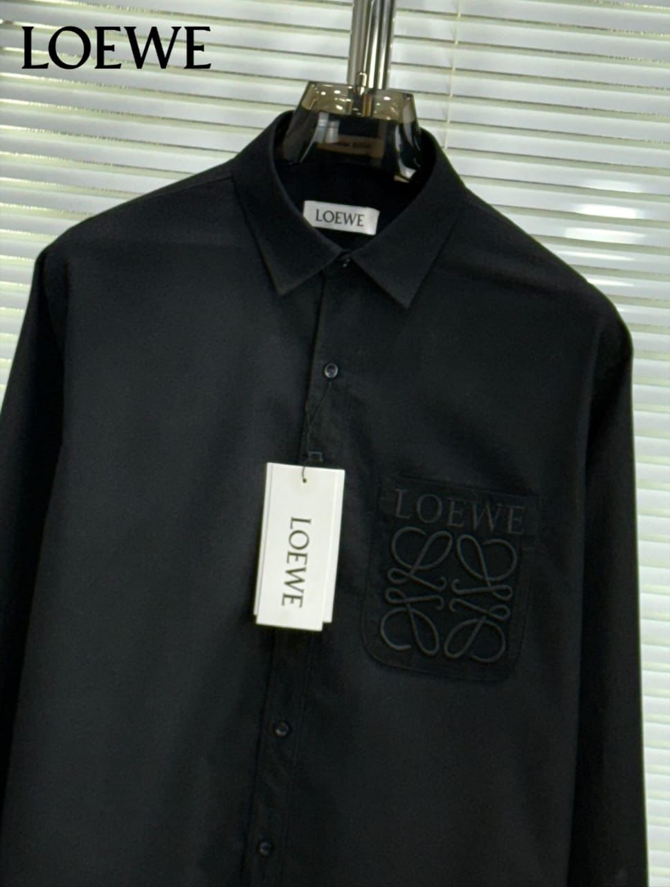Men's Loewe black regular fit designer cotton shirt
