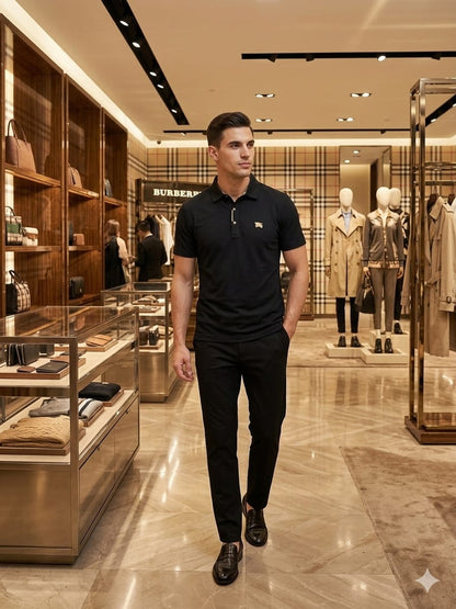 Burberry black premium polo t-shirt for casual and office wear
