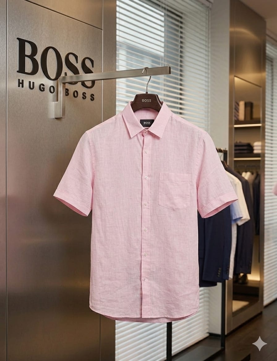 BOSS pink breathable premium shirt for men
