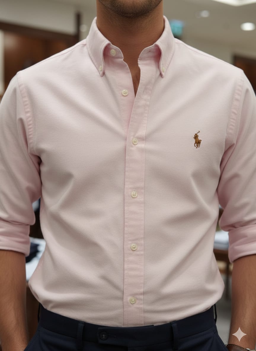 Ralph Lauren pink full sleeve Oxford cotton casual shirt
