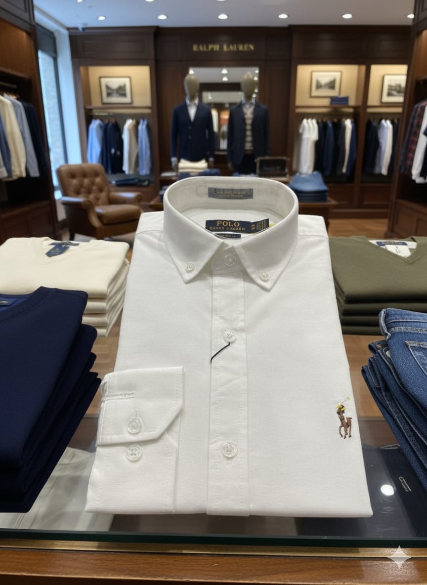 Ralph Lauren white full sleeve Oxford cotton casual shirt

