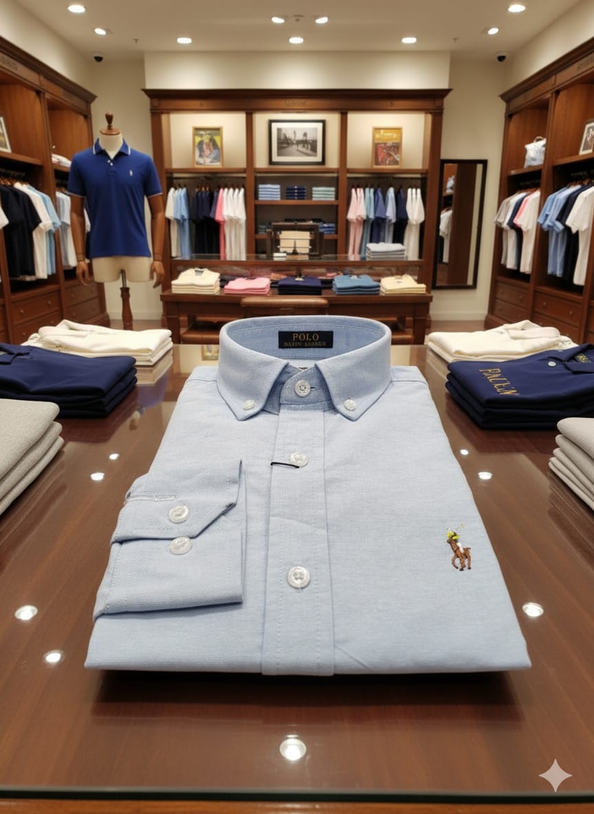 Men's Ralph Lauren sky blue regular fit 2-ply cotton shirt
