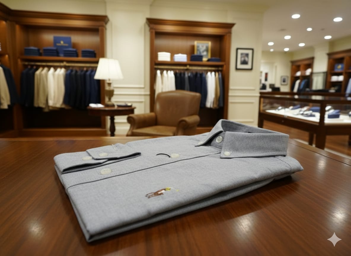 Ralph Lauren grey full sleeve cotton shirt for office and casual wear
