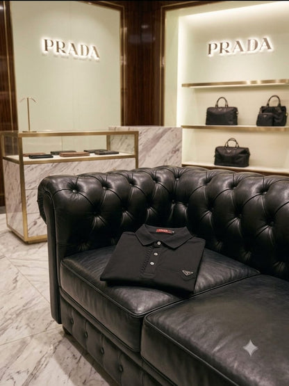 Prada black premium polo t-shirt for luxury casual everyday wear
