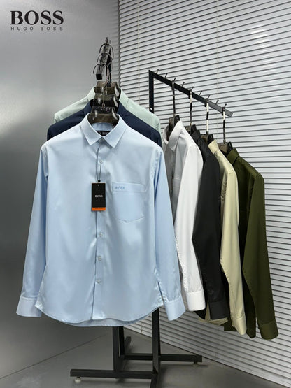 BOSS premium Raymond cotton shirt collection in sky blue, navy, white, green, black, cream and c green
