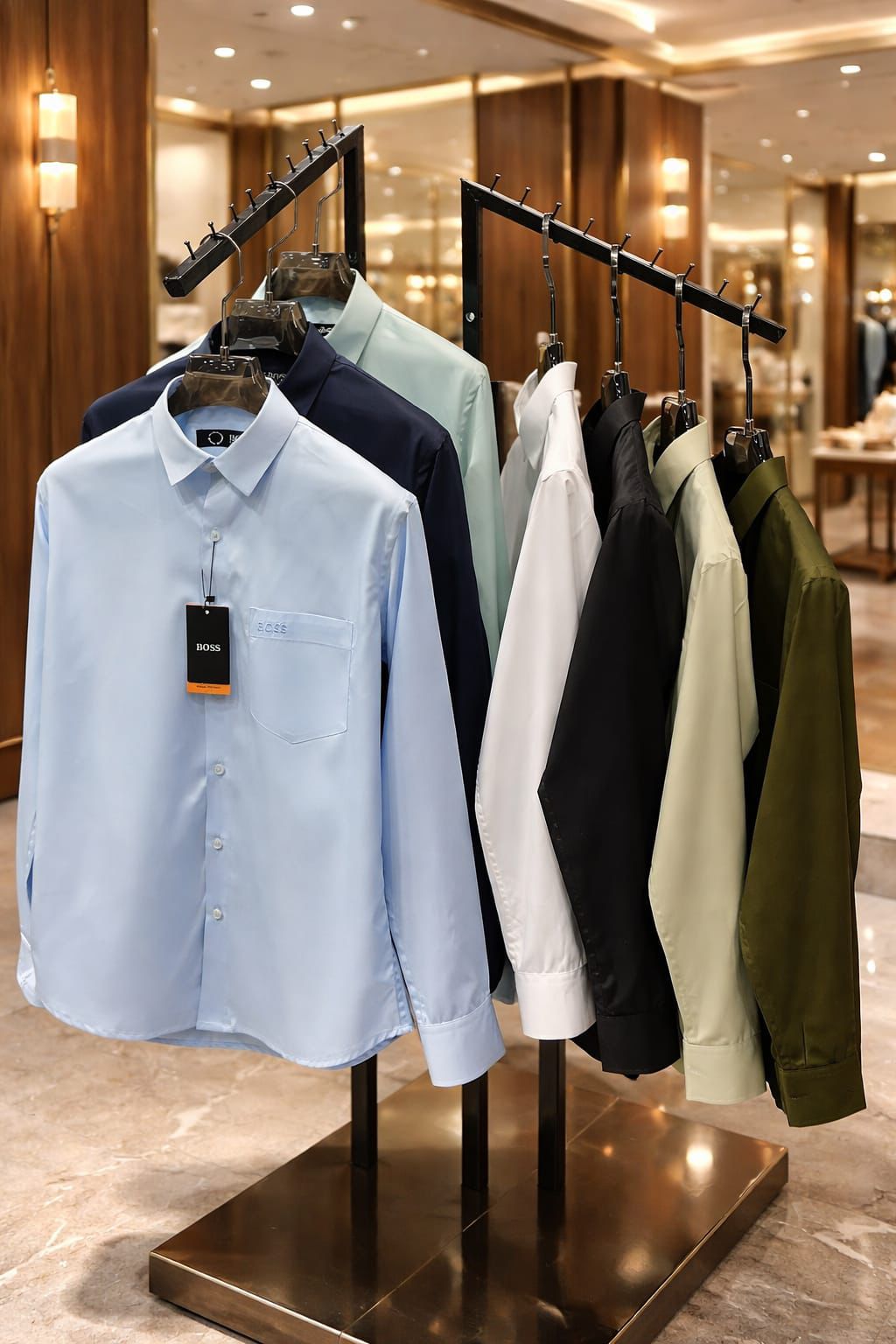 BOSS men's regular fit embroidered logo cotton shirt available in multiple colors
