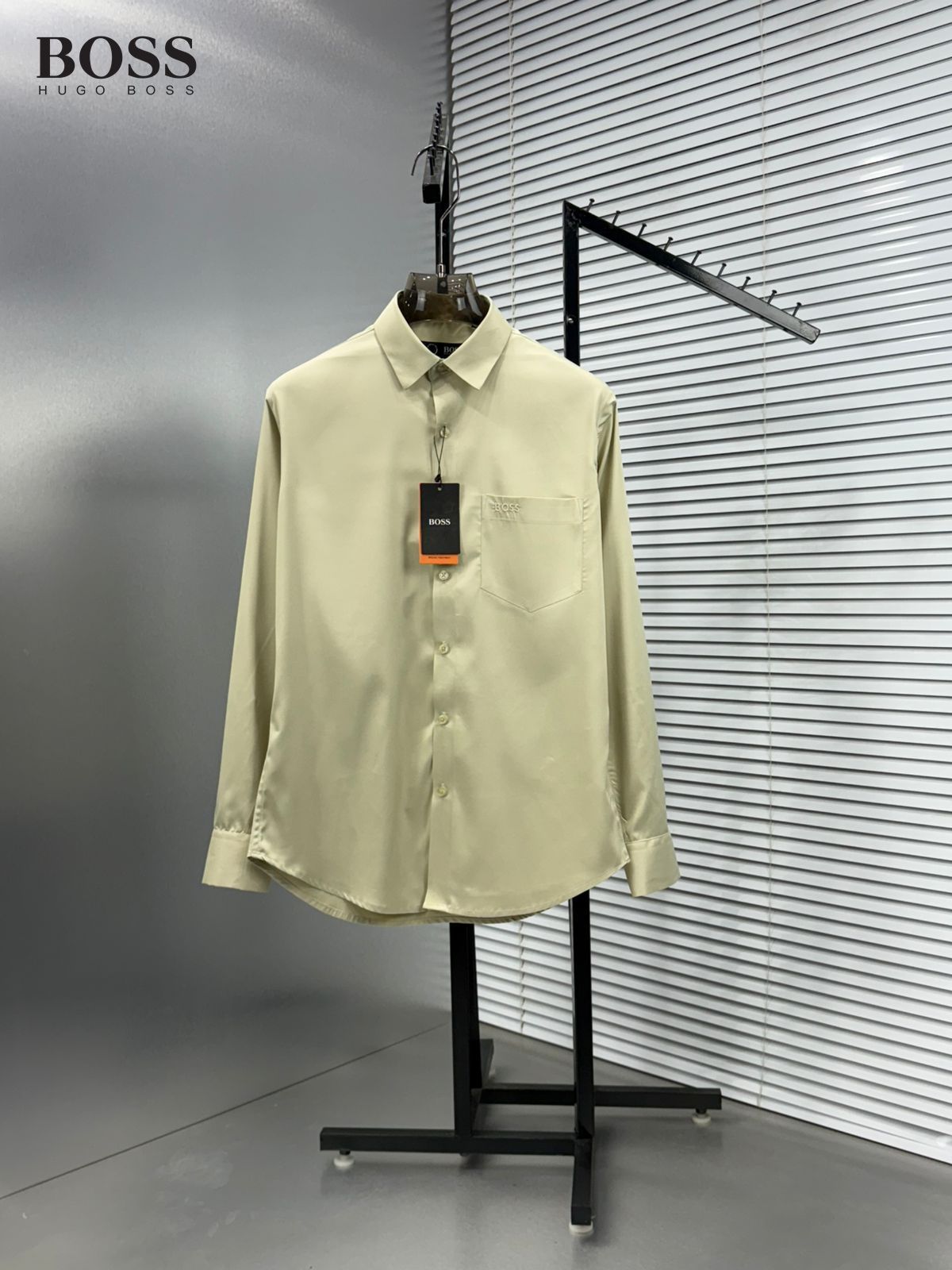 BOSS cream premium regular fit cotton shirt for men
