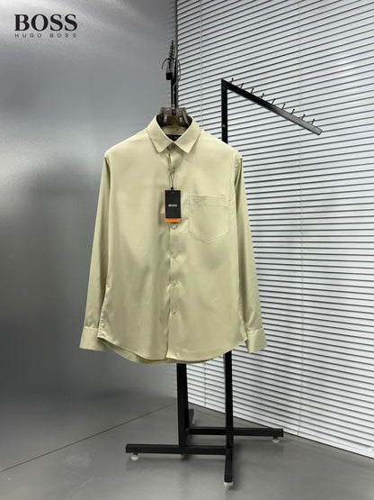 BOSS cream premium regular fit cotton shirt for men
