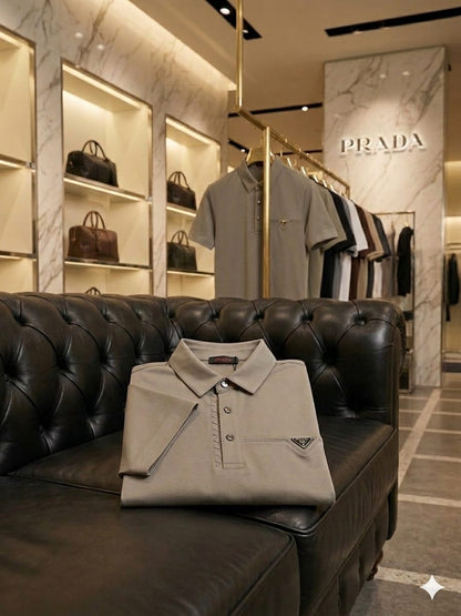 Prada beige premium polo t-shirt for casual and office wear
