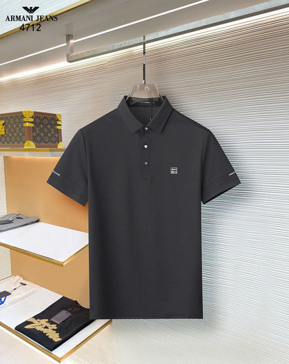 Armani black stitchless polo t-shirt for men in premium Japanese fabric
