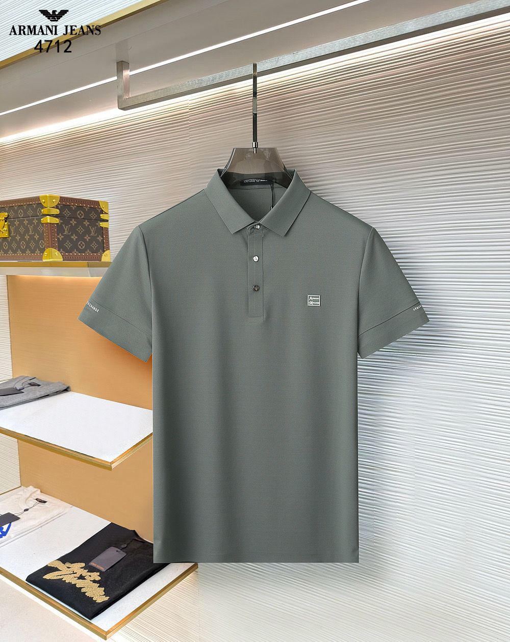 Armani grey premium polo t-shirt for men in Japanese stitchless fabric

