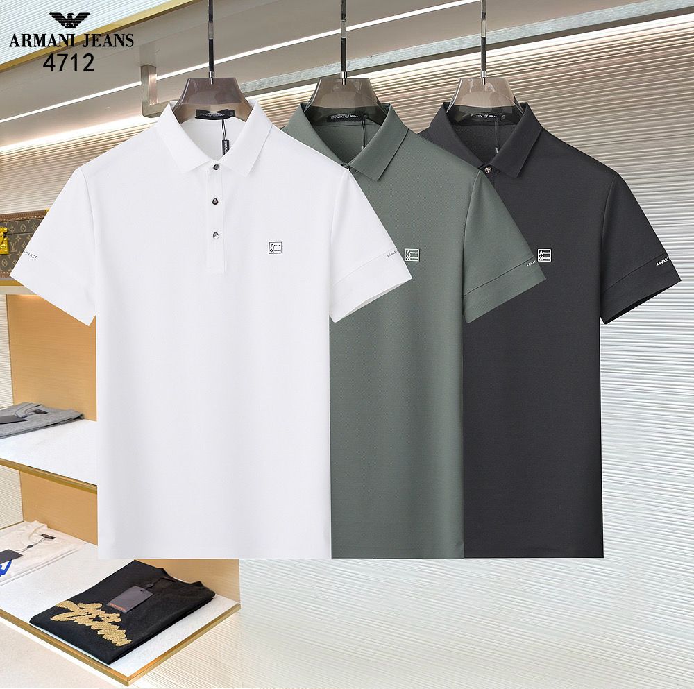 Armani stitchless polo t-shirt collection in black, white and green regular fit

