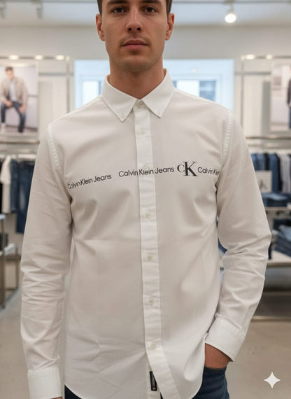 Calvin Klein white premium Oxford cotton regular fit shirt for men
