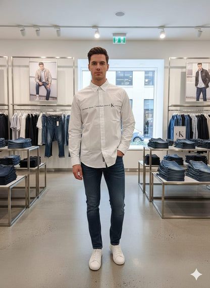 Premium Calvin Klein white Oxford cotton regular fit shirt

