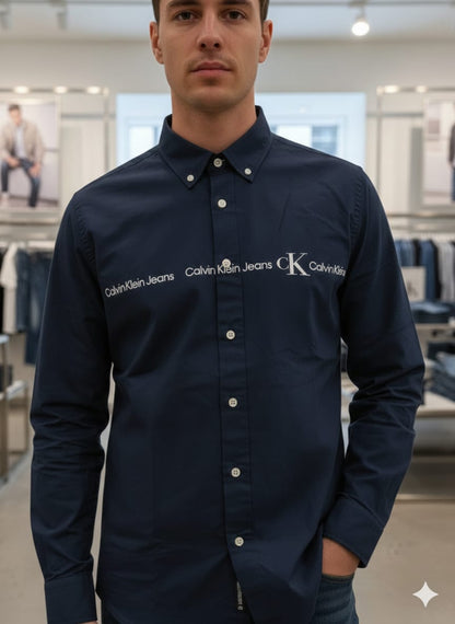 Men's Calvin Klein navy full sleeve Oxford cotton casual shirt
