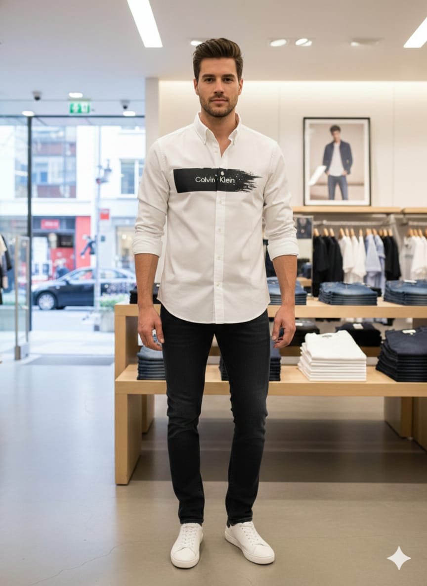 Luxury Calvin Klein white Oxford cotton regular fit shirt
