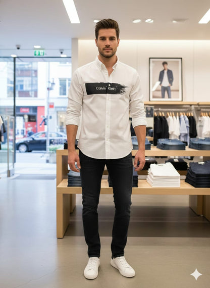 Luxury Calvin Klein white Oxford cotton regular fit shirt
