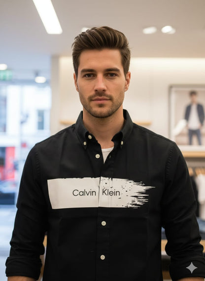 Men's Calvin Klein black full sleeve Oxford cotton designer shirt

