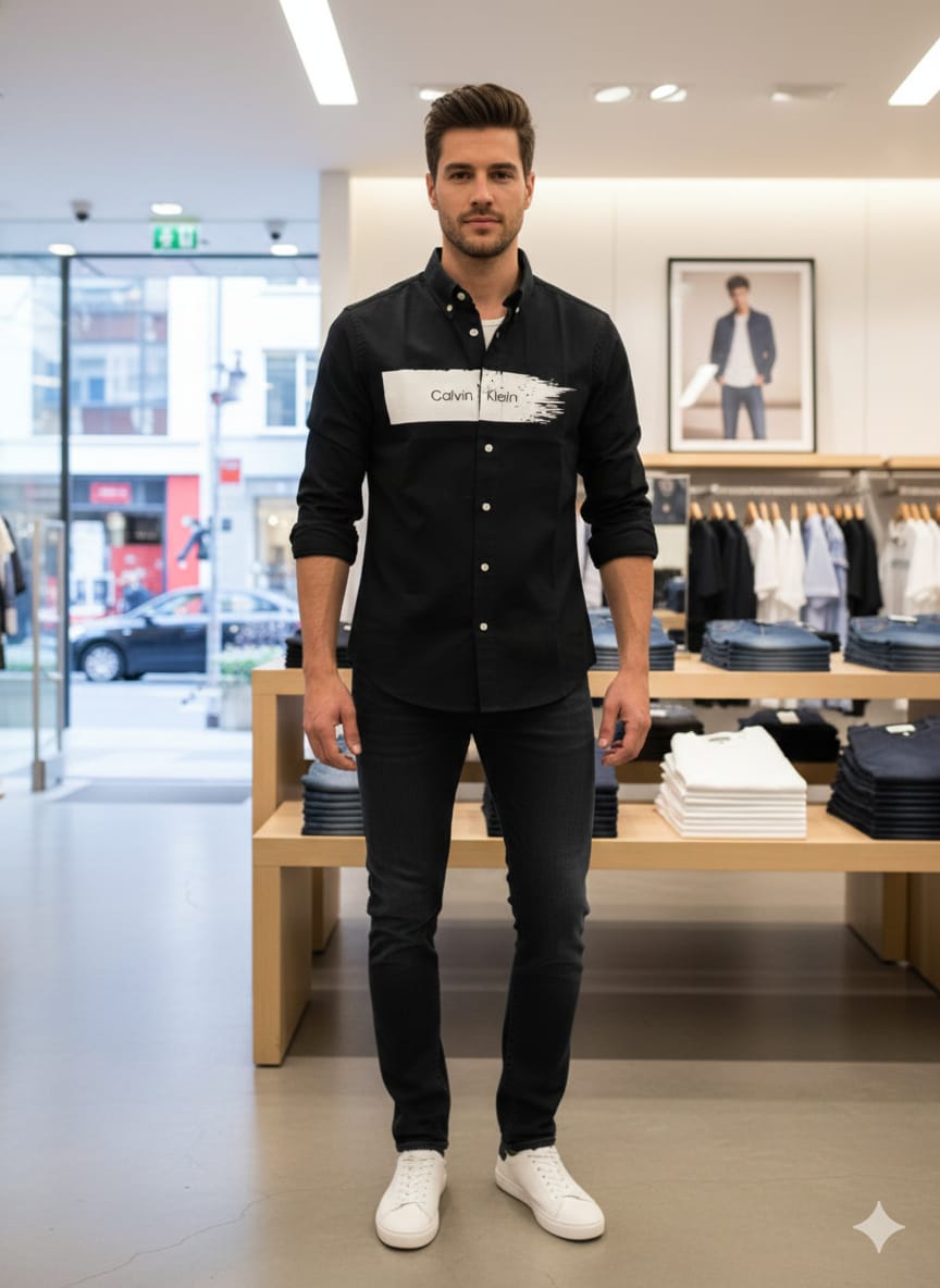 Calvin Klein black premium casual cotton shirt for office wear
