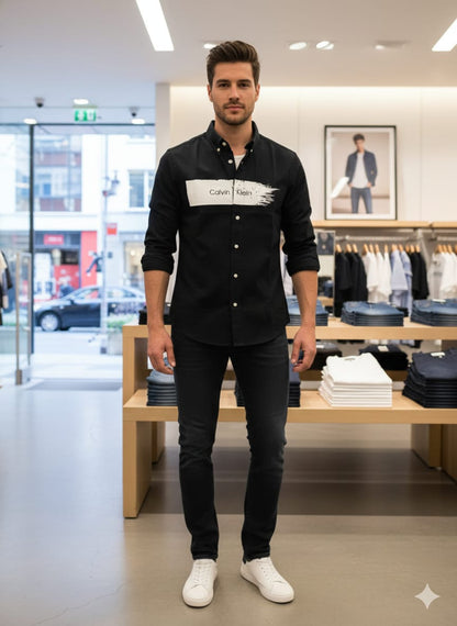 Calvin Klein black premium casual cotton shirt for office wear
