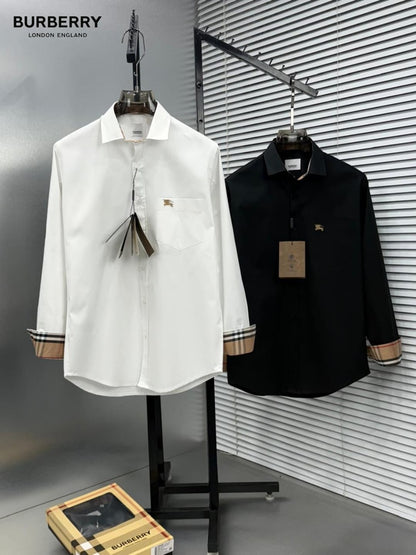 Burberry luxury regular fit shirts in black and white for men
