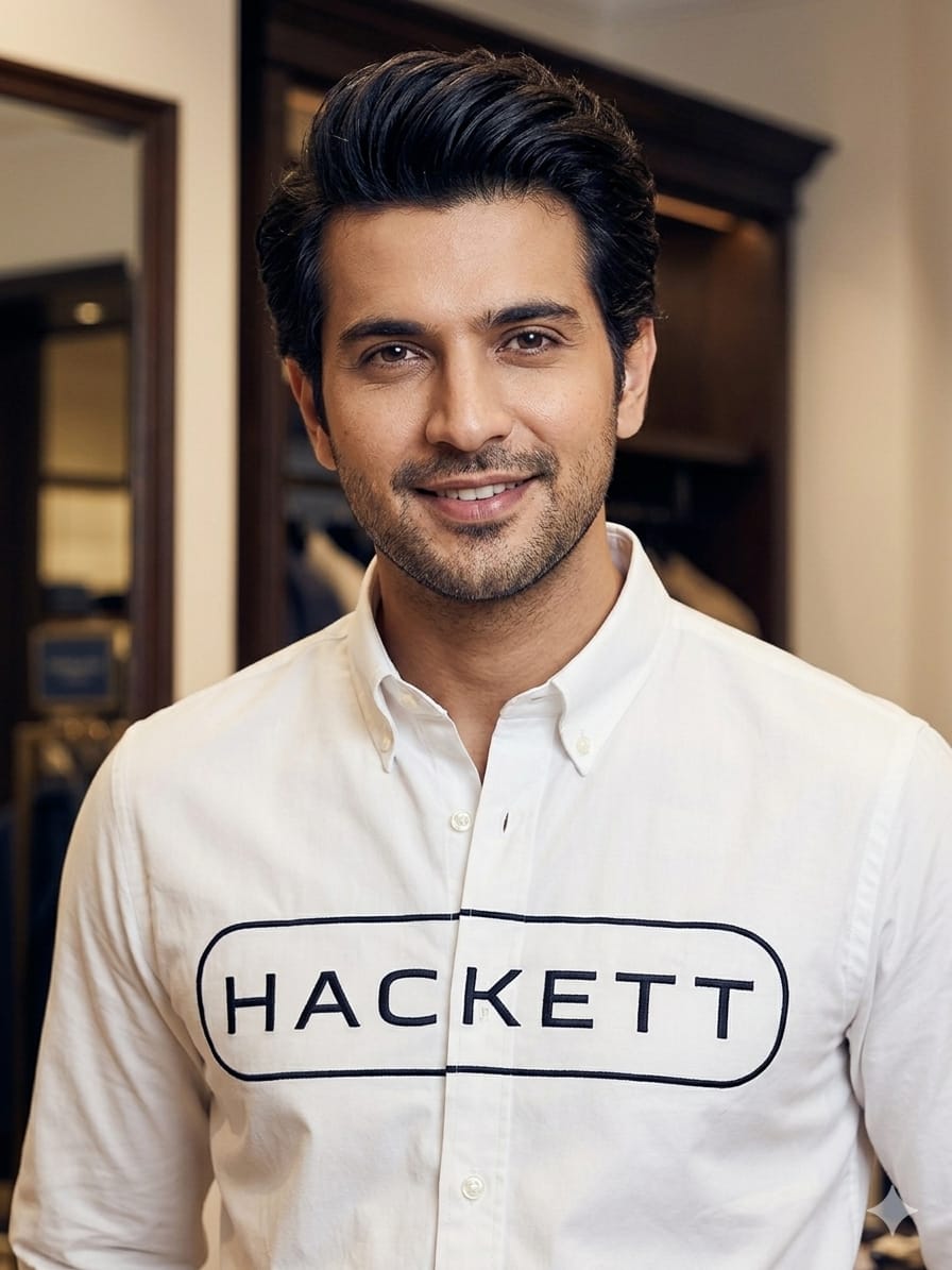Men's Hackett London white designer cotton shirt with regular fit
